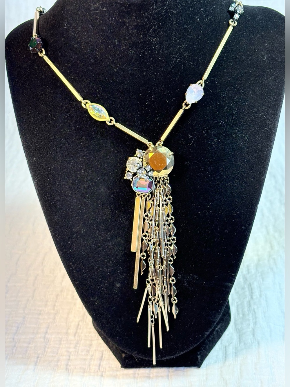 Vtg 90’s J Crew STATEMENT Jewels Crystals Rhinestones Pendant Long 21” Well Made